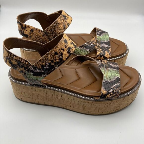 Franco Sarto Ozio Snakeskin Print Platform Sandals Size 7,5 - Picture 1 of 11